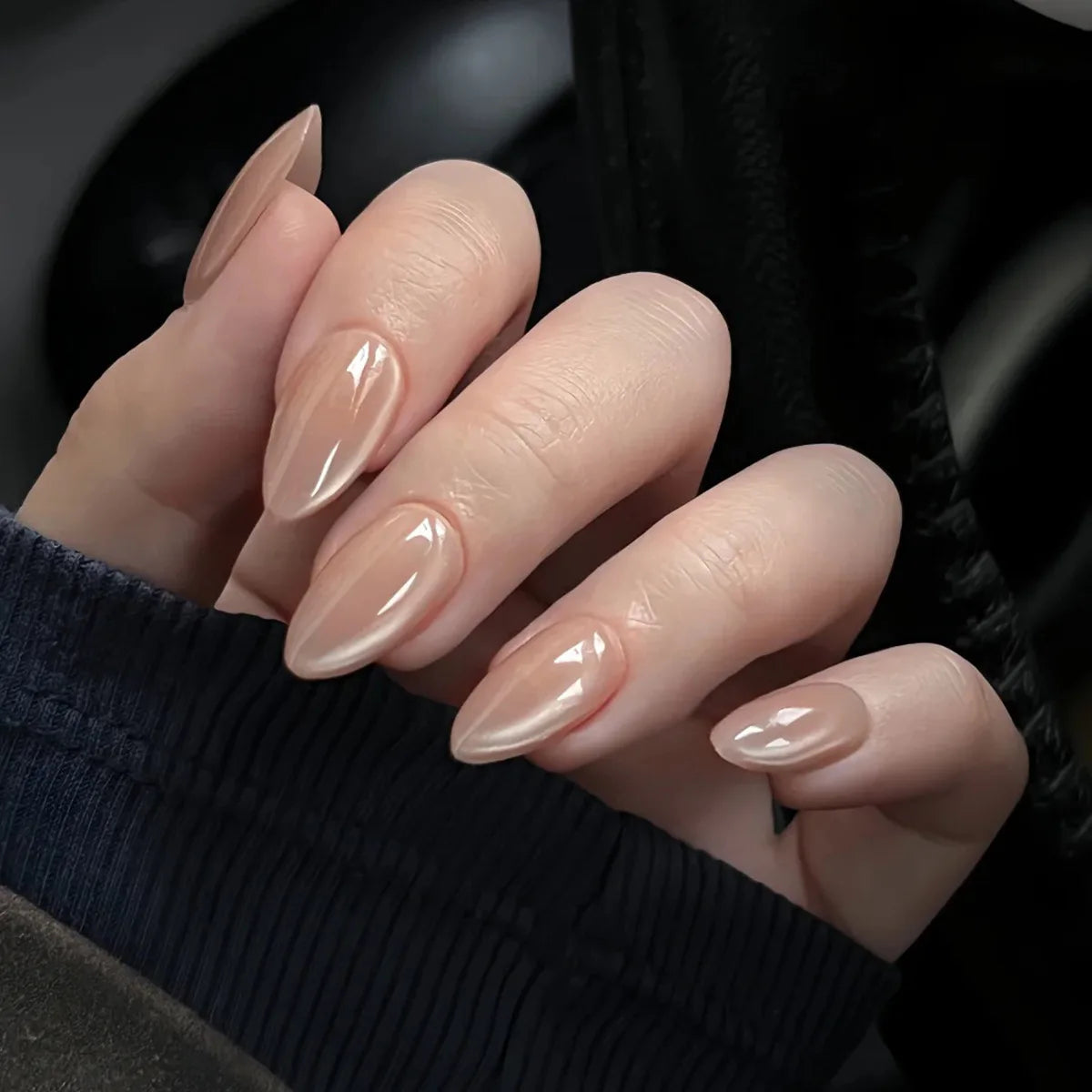 3D Flower French Tip Press On Nails Almond