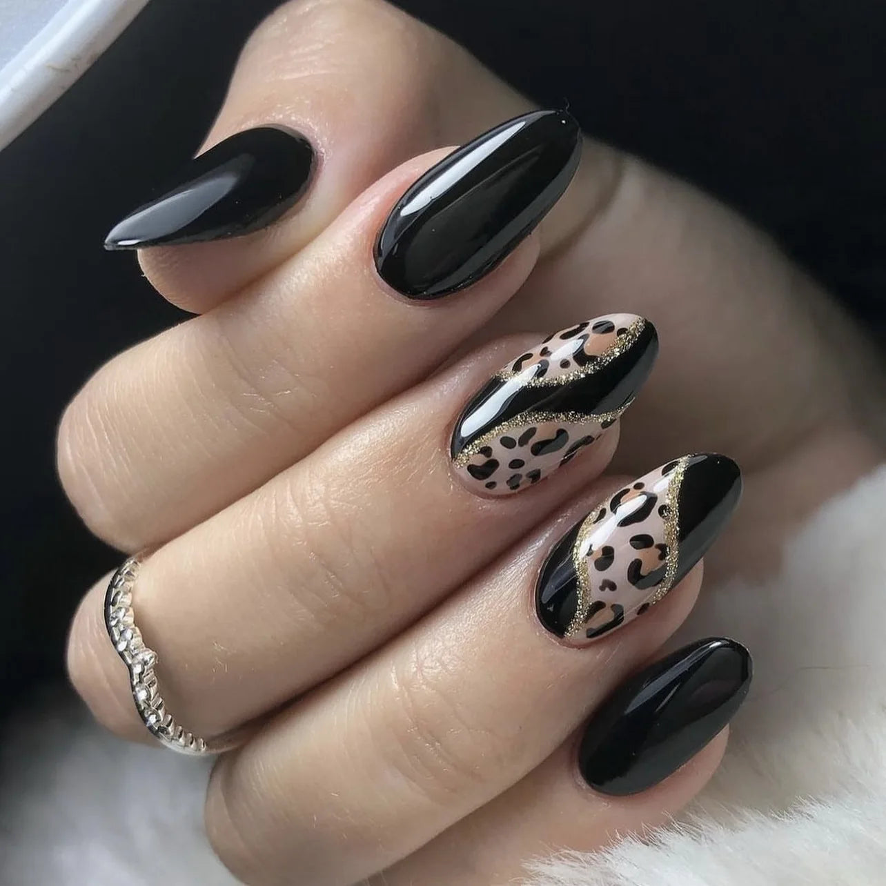 3D Flower French Tip Press On Nails Almond
