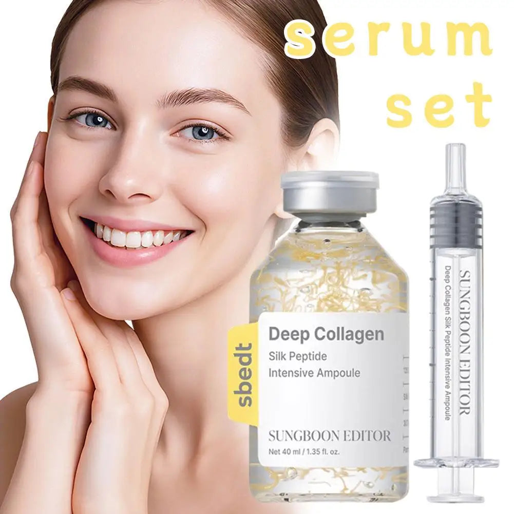 Korean Deep Collagen Skin Care Set – Silk Peptide Ampoule, Boosting Serum & Retinol Capsule | Fade Fine Lines