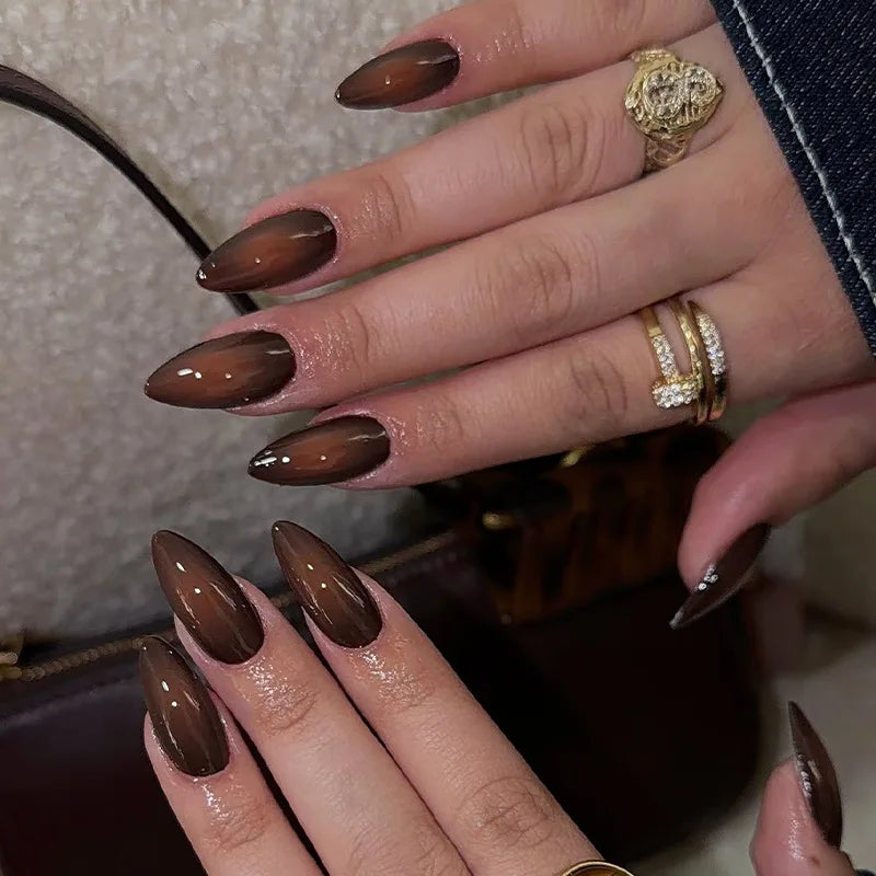 3D Flower French Tip Press On Nails Almond