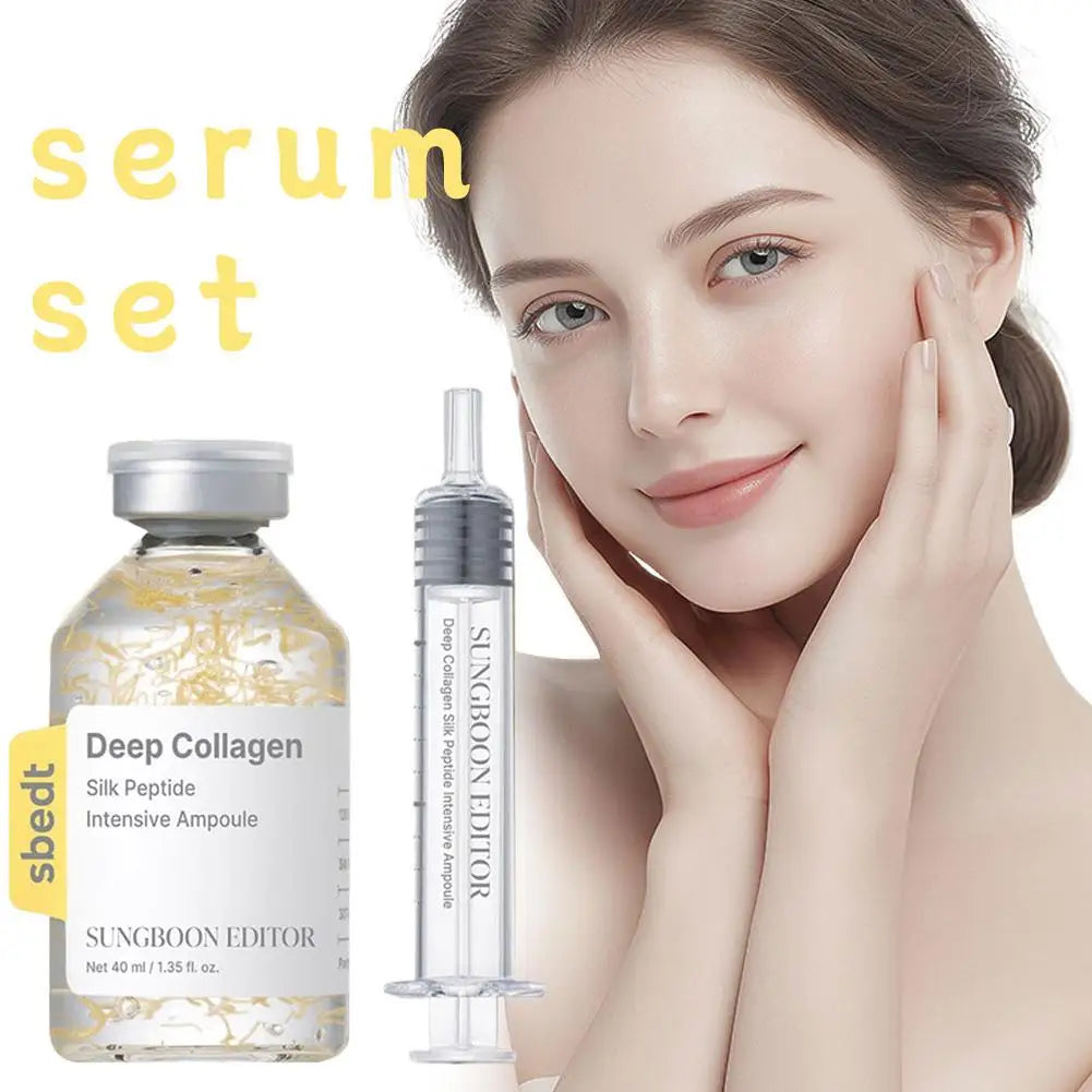 Korean Deep Collagen Skin Care Set – Silk Peptide Ampoule, Boosting Serum & Retinol Capsule | Fade Fine Lines
