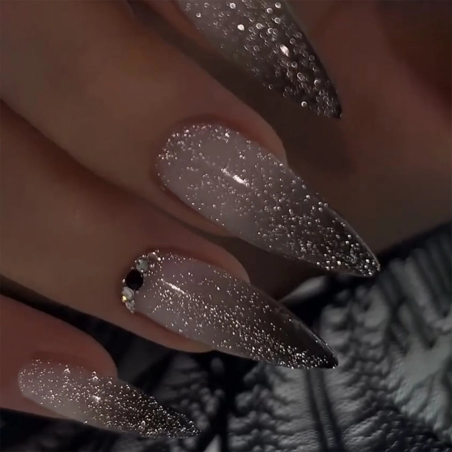 3D Flower French Tip Press On Nails Almond