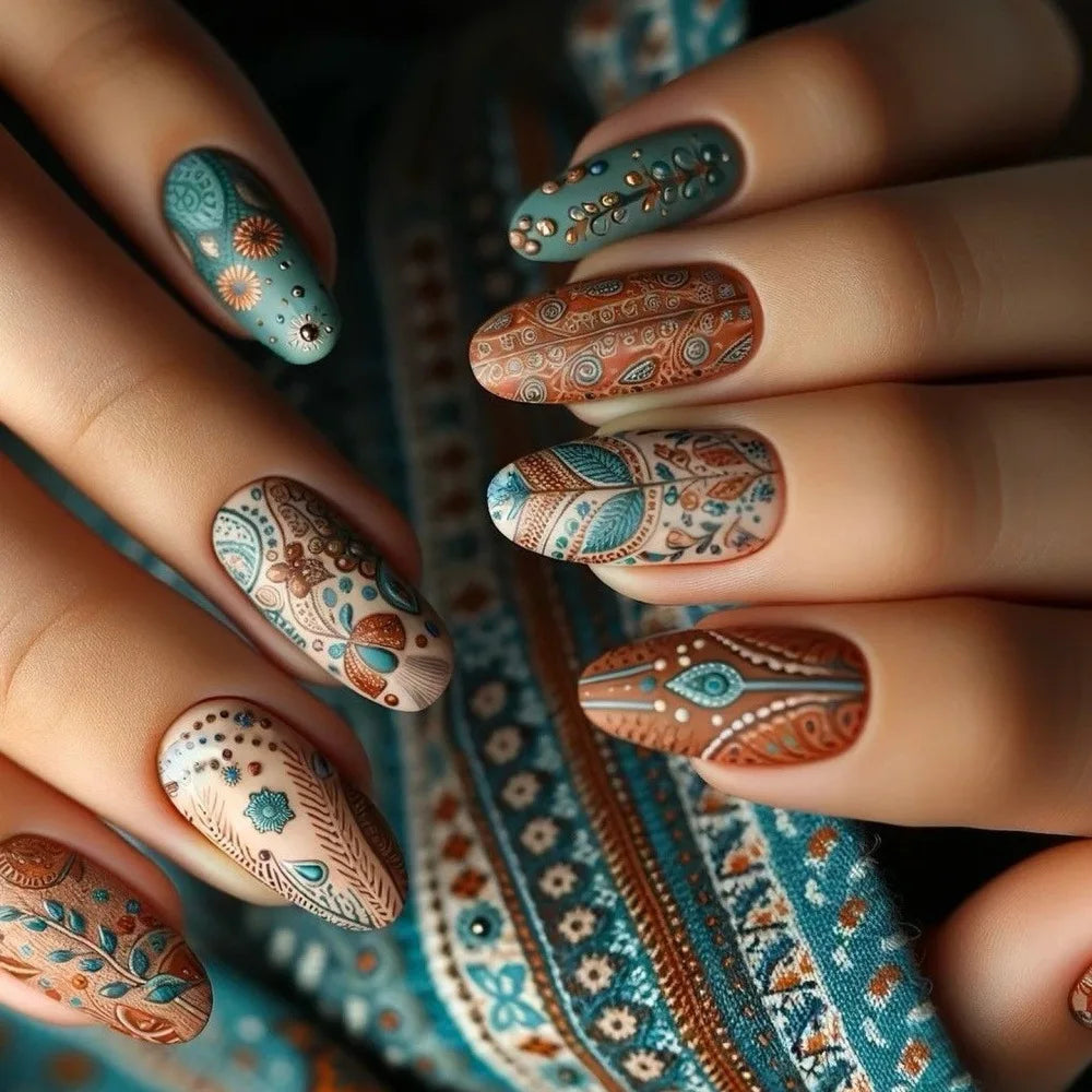 3D Flower French Tip Press On Nails Almond